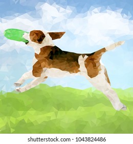 Siluetas de perros polígonos vectores. Juego de poly dog play y divertirte al aire libre