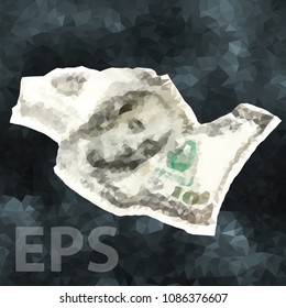 Polygonaler Dollar-Konzept. Crumplapte 100-Dollar-Illustration