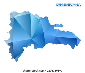 Vector polygonal Dominicana map. Vibrant geometric country in low poly style. Authentic illustration for your infographics. Technology, internet, network concept.