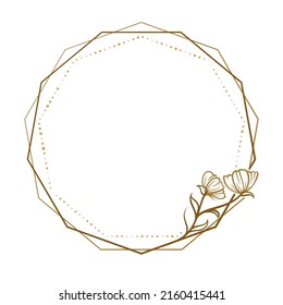 Marco punteado poligonal vectorial. Decoración floral. Invitación de boda, plantilla de postal.
