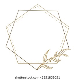 Polygonaler Rahmen. Blumendekoration. Hochzeitseinladung, Postkartenvorlage.