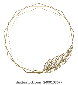 Marco punteado poligonal vectorial. Decoración floral. Invitación de boda, plantilla de postal.