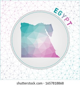 Mapa de Egipto pológico vectorial. Mapa del país con fondo de red. Ilustración egipcia en tecnología, internet, red, estilo concepto de telecomunicaciones . Ilustración vectorial cautivadora.