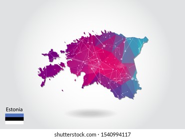 Vector polygonal estonia map. Low poly design. map made of triangles on white background. geometric rumpled triangular low poly style gradient graphic, line dots, UI design.