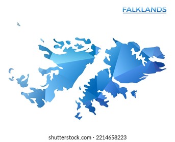 Mapa de las Malvinas polígonas vectoras. Vibrante país geométrico en bajo estilo de poli. Ilustración clara para sus infografías. Tecnología, Internet, concepto de red.