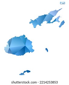 Vector polygonal Fiji map. Vibrant geometric country in low poly style. Modern illustration for your infographics. Technology, internet, network concept.