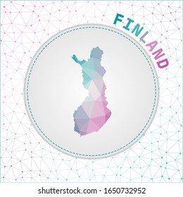 Mapa de Finlandia polígonal vectorial. Mapa del país con fondo de red. Ilustración finlandesa en tecnología, internet, red, estilo concepto de telecomunicaciones . Elegante ilustración vectorial.