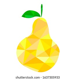 Vector polygonal fruit; yellow pear on white background.