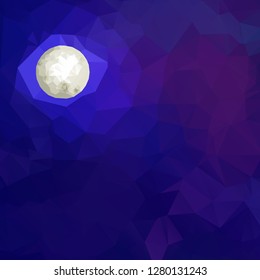 Vector polygonal full moon in space.