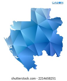 Vector polygonal Gabon map. Vibrant geometric country in low poly style. Radiant illustration for your infographics. Technology, internet, network concept.
