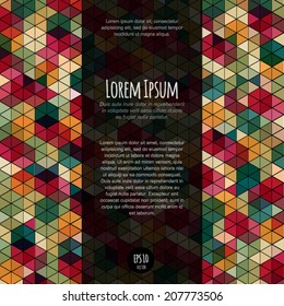 Vector polygonal geometric abstract background for business blank, card, flyer, banner, invitation, brochure cover multicolored design template with text block.