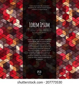 Vector polygonal geometric abstract background for business blank, card, flyer, banner, invitation, brochure cover multicolored design template with text block.