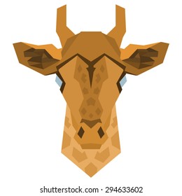 vector polygonal geometric brown giraffe head