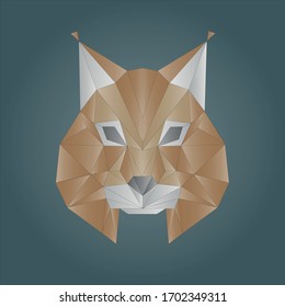 Vector polygonal geometric brown lynx