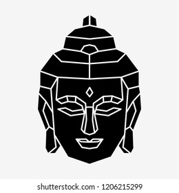 vector polygonal geometric outline illustration of buddha head