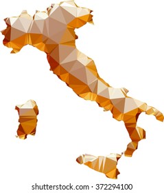 vector polygonal golden map of Italy