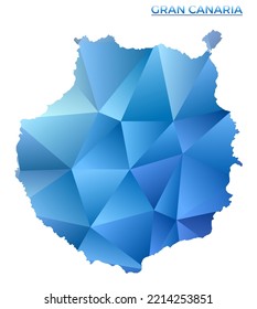 Vector polygonal Gran Canaria map. Vibrant geometric island in low poly style. Appealing illustration for your infographics. Technology, internet, network concept.