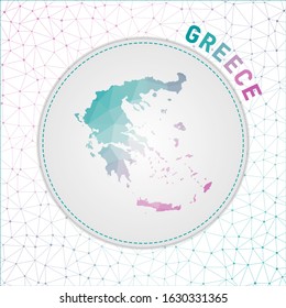 Vector polygonal Greece map. Map of the country with network mesh background. Greece illustration in technology, internet, network, telecommunication concept style. Astonishing vector illustration.