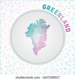 Vector polygonal Greenland map. Map of the country with network mesh background. Greenland illustration in technology, internet, network, telecommunication concept style.
