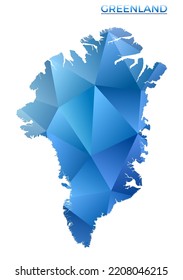 Vector polygonal Greenland map. Vibrant geometric country in low poly style. Attractive illustration for your infographics. Technology, internet, network concept.