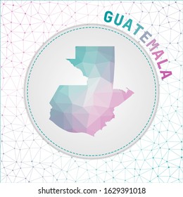 Vector polygonal Guatemala map. Map of the country with network mesh background. Guatemala illustration in technology, internet, network, telecommunication concept style.