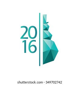 Vector polygonal Happy New Year 2016 