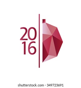 Vector polygonal Happy New Year 2016 