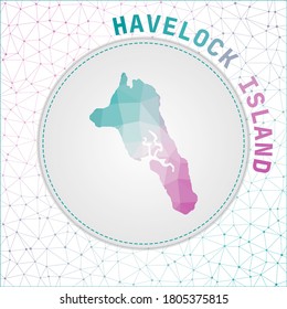 Vector polygonal Havelock Island map. Map of the island with network mesh background. Havelock illustration in technology, internet, network, telecommunication concept style.