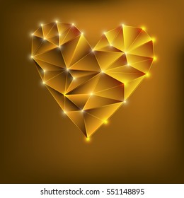 vector polygonal heart shape background