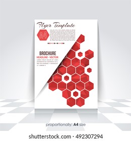 Vector Polygonal Hexagon Frames A4 Flyer Brochure Design. Corporate Leaflet, Cover Template