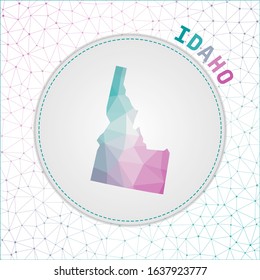 Vector polygonal Idaho map. Map of the US state with network mesh background. Idaho illustration in technology, internet, network, telecommunication concept style. Modern vector illustration.