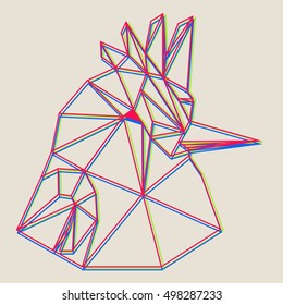Vector polygonal illustration with bird. Origami style.
