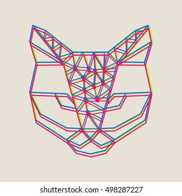 Vector polygonal illustration with cat. Origami style.