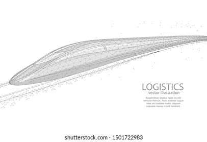 Vector polygonal illustration concept, futuristic high-speed train on a white background, a symbol of logistics, tourism, travel and communications.