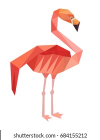 vector polygonal illustration of flamingo