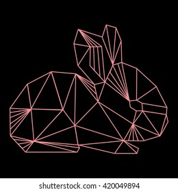 Vector polygonal illustration with geometric little bunny. Origami style.