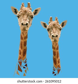 Vector Polygonal Illustration with Giraffes