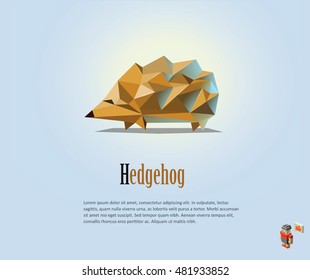 Vector polygonal illustration of Hedgehog, modern low poly animals icon 