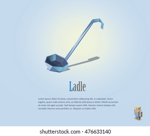 Vector polygonal illustration of ladle, isometric man character, modern art