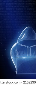 Vector polygonal illustration on a dark blue background, hacker, data protection, hacking.