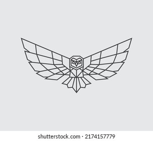 Vector polygonal illustration of owl. Origami style.