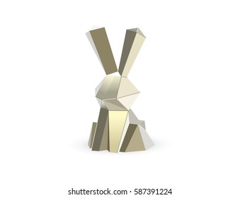 Vector polygonal illustration of rabbit, hare, animal modern metallic icon