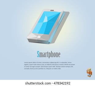 Vector polygonal illustration of smartphone, modern icons, isolated object 