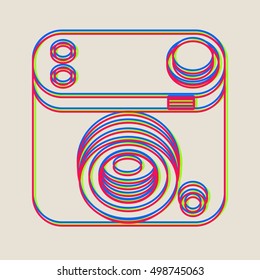 Vector polygonal illustration with vintage camera. Origami style.