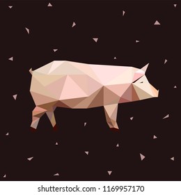 
Vector polygonal image. By the year of the pig.