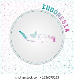 Vector polygonal Indonesia map. Map of the country with network mesh background. Indonesia illustration in technology, internet, network, telecommunication concept style . Cool vector illustration.