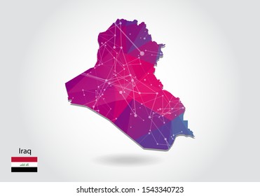 Vector polygonal iraq map. Low poly design. map made of triangles on white background. geometric rumpled triangular low poly style gradient graphic, line dots, UI design.