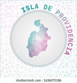Vector polygonal Isla de Providencia map. Map of the island with network mesh background. Isla de Providencia illustration in technology, internet, network, telecommunication concept style.
