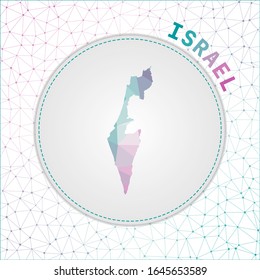 Vector polygonal Israel map. Map of the country with network mesh background. Israel illustration in technology, internet, network, telecommunication concept style. Radiant vector illustration.