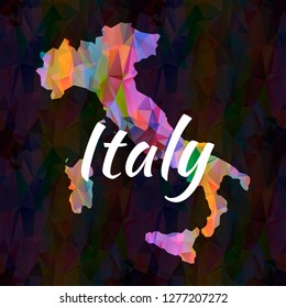 Vector polygonal Italy map background.  Low poly art. Souvenir, magnet, poster and postcard design